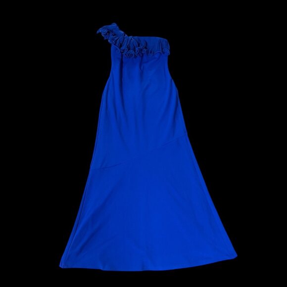 Lauren Ralph Lauren Womens One Shoulder Royal Blue Dress Size 4 Lined Sleeveless - Picture 2 of 6